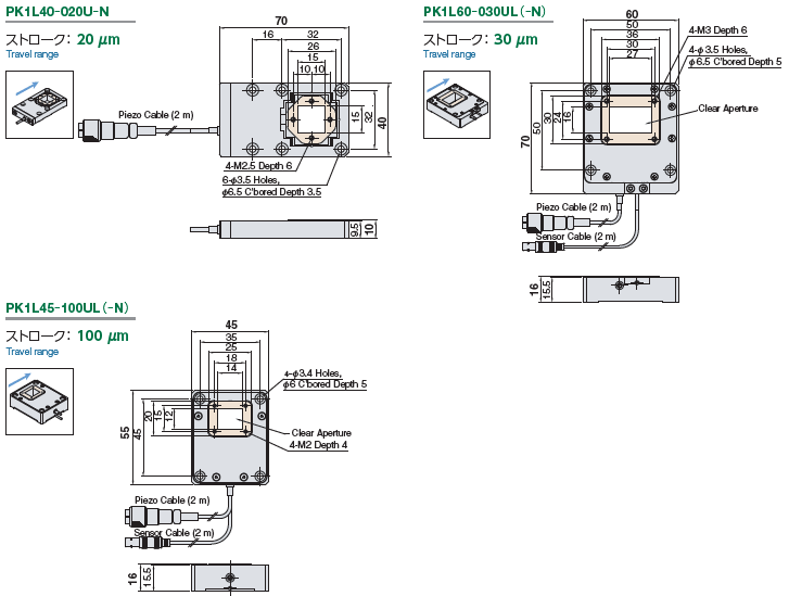 PK1L X-axis stage with an opening